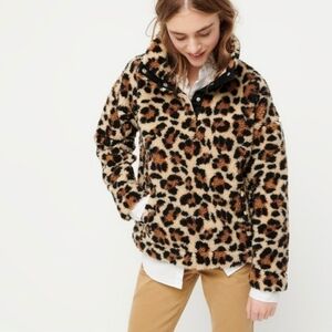 J. Crew Leopard Fleece Pullover Size Extra Large